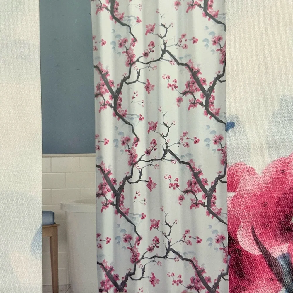 Maytex Cherrywood Blossom Floral Fabric Shower Curtain